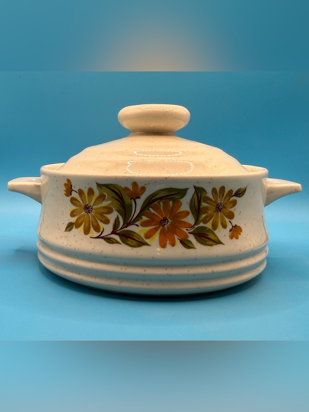 Vintage Mid Century Modern Floral Casserole Dish